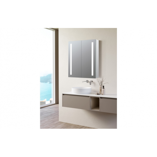 Sakura 600mm 2 Door Front-Lit LED Mirror Cabinet from Ebzone