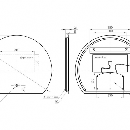 Otsu 600x500mm Round Backlit Light