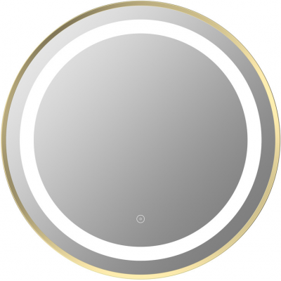 Halo 600mm Round Front-Lit LED Mirror - Brushed Brass