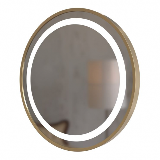 BTL Bathroom Mirrors DIMR0082 Halo 600mm Round Front-Lit LED Mirror - Brushed Brass