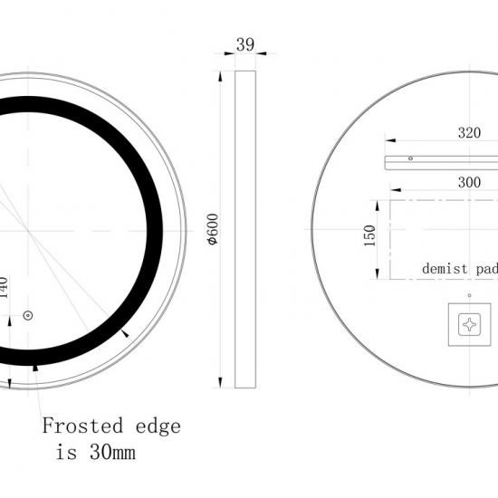 BTL Bathroom Mirrors DIMR0032 Halo 600mm Round Front-Lit LED Mirror - Brushed Bronze