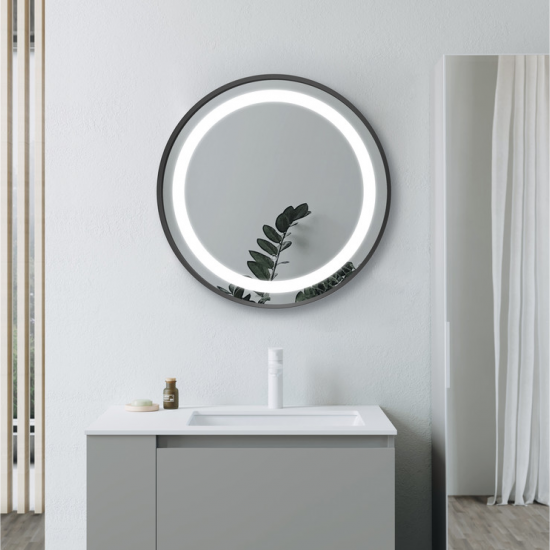 BTL Bathroom Mirrors DIMR0064 Halo 600mm Round Front-Lit LED Mirror - Matt Black
