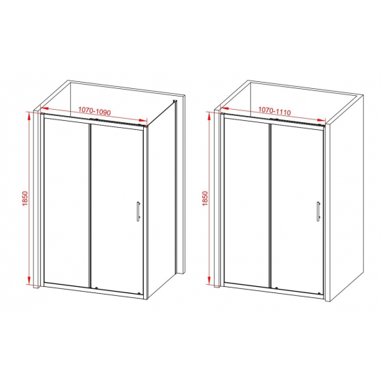 Classix 1100mm Sliding Door - Chrome