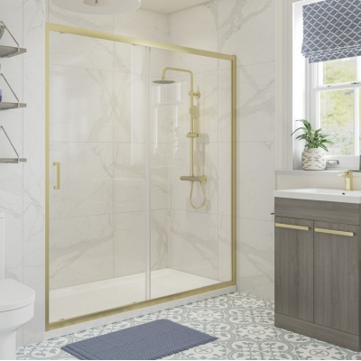 Classix 1400mm Sliding Door - Brushed Brass Classix 1400mm Sliding Door - Brushed Brass