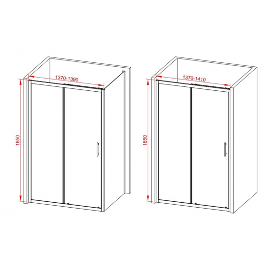 Classix 1400mm Sliding Door - Chrome
