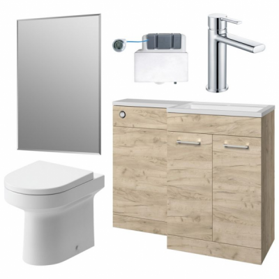 Venosa 1000mm Furniture & BTW WC Pack - Oak (RH)