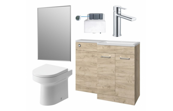 Venosa 1000mm Furniture & BTW WC Pack - Oak (RH)