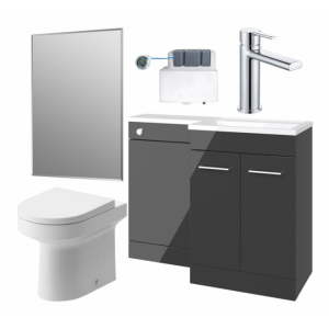 Venosa 1000mm Furniture & BTW WC Pack - Anthracite Gloss (RH)