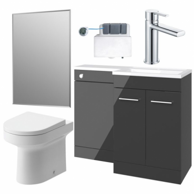 Venosa 1000mm Furniture & BTW WC Pack - Anthracite Gloss (RH)