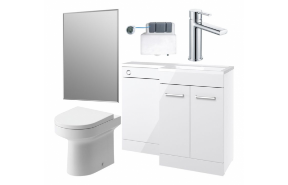 Venosa 1000mm Furniture & BTW WC Pack - White Gloss (RH)