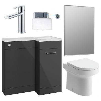 Venosa 900mm Furniture & BTW WC Pack - Anthracite Gloss (RH)