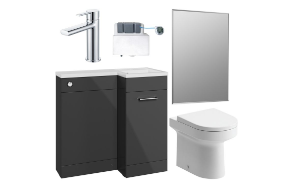 Venosa 900mm Furniture & BTW WC Pack - Anthracite Gloss (RH)