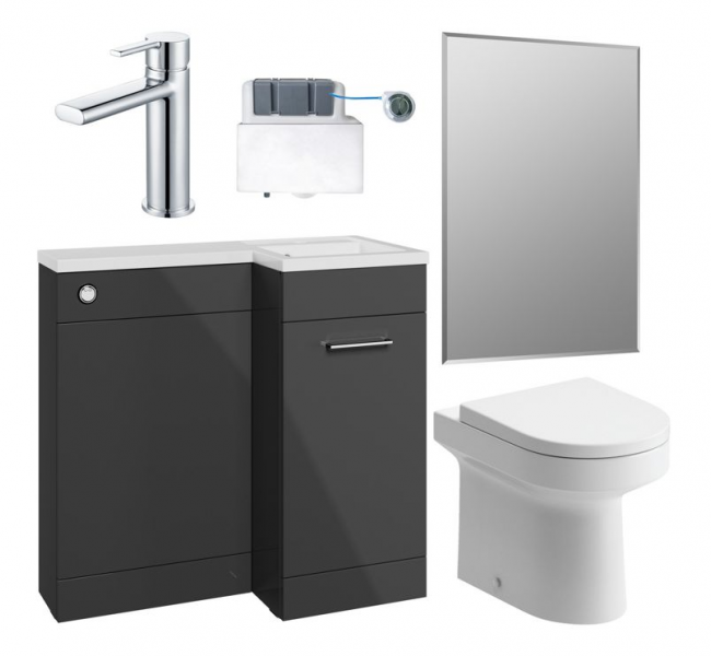 Venosa 900mm Furniture & BTW WC Pack - Anthracite Gloss (RH)