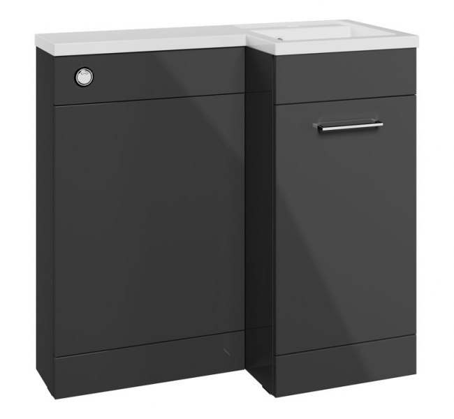 Venosa 900mm Furniture & BTW WC Pack - Anthracite Gloss (RH)