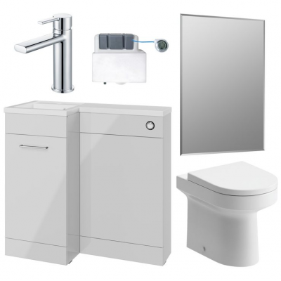 Venosa 900mm Furniture & BTW WC Pack - Grey Gloss (LH)