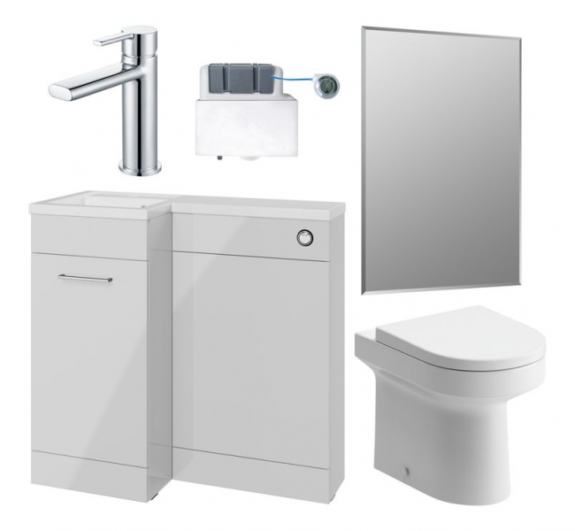 Venosa 900mm Furniture & BTW WC Pack - Grey Gloss (LH)