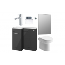 Venosa 900mm Furniture & BTW WC Pack - Anthracite Gloss (LH)