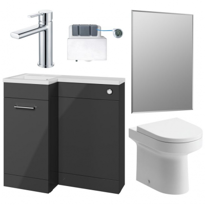 Venosa 900mm Furniture & BTW WC Pack - Anthracite Gloss (LH)