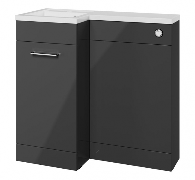 Venosa 900mm Furniture & BTW WC Pack - Anthracite Gloss (LH)