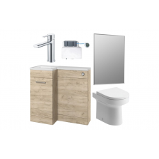 Venosa 900mm Furniture & BTW WC Pack - Oak (LH)