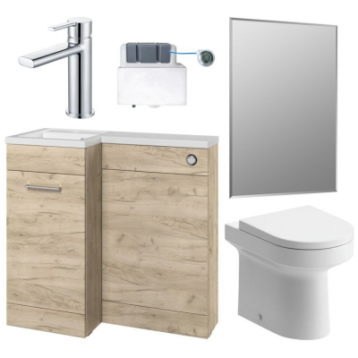 Venosa 900mm Furniture & BTW WC Pack - Oak (LH)