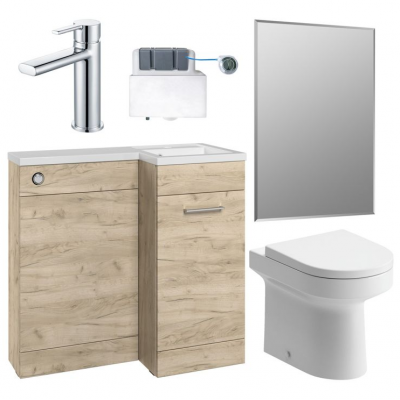 Venosa 900mm Furniture & BTW WC Pack - Oak (RH)