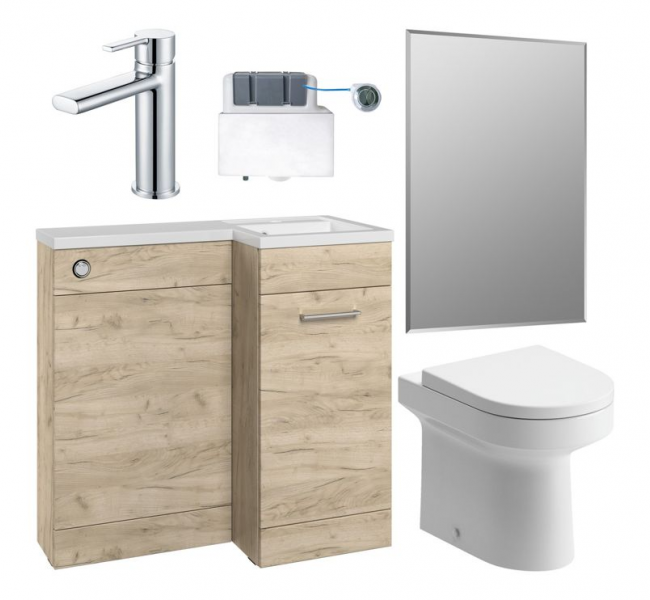 Venosa 900mm Furniture & BTW WC Pack - Oak (RH)