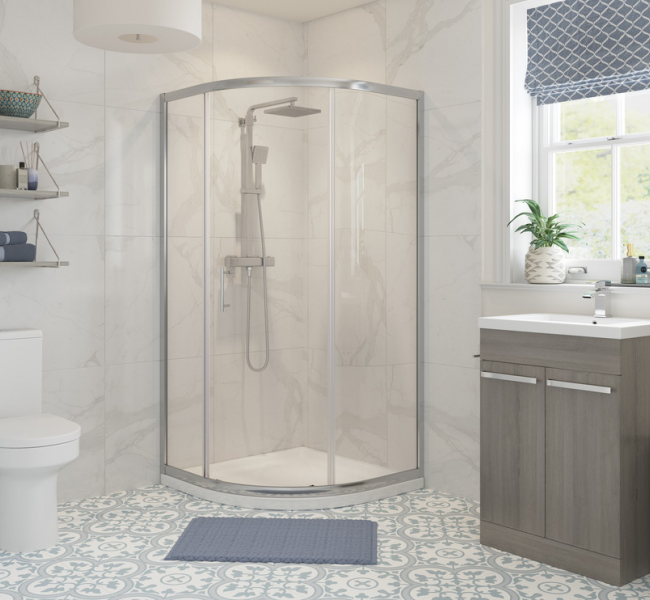 Classix 900mm 1 Door Quadrant - Chrome