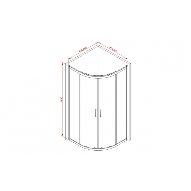 Classix 900mm x 6mm Glass 2 Door Quadrant - Black