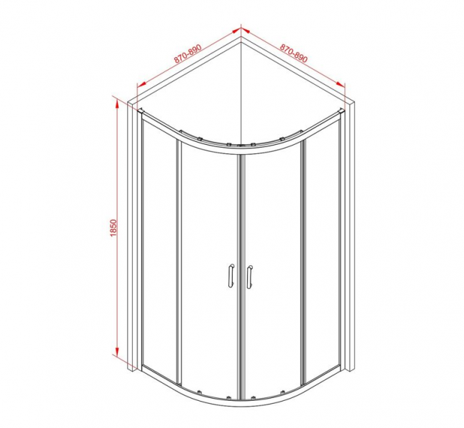 Classix 900mm 2 Door Quadrant - Brushed Brass