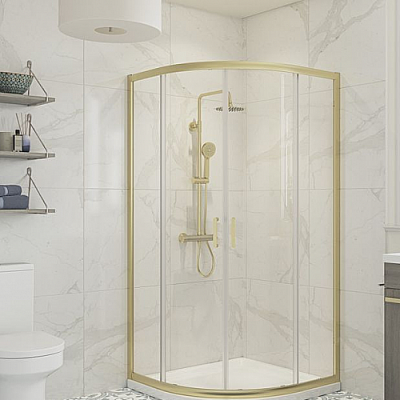 Classix 900mm 2 Door Quadrant - Brushed Brass Classix 900mm 2 Door Quadrant - Brushed Brass