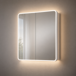 Akari 600mm 2 Door LED Mirrored Cabinet