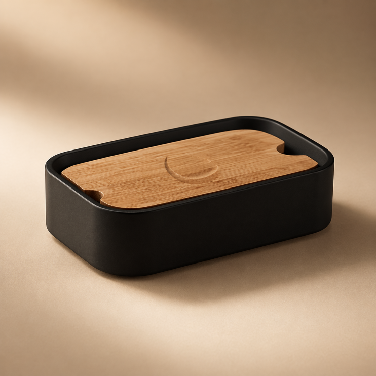 Origins Living Ninfea Soap Dish - Black/Bamboo 1311-14