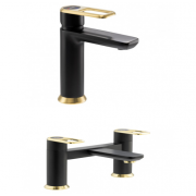 Abode Levarto Tap Set 2 - Matt Black & Brass Abode Levarto Tap Set 2 - Matt Black & Brass