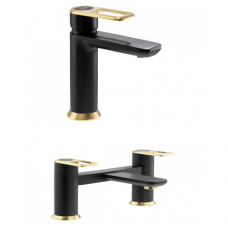 Abode Levarto Tap Set 2 - Matt Black & Brass Abode Levarto Tap Set 2 - Matt Black & Brass