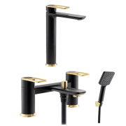 Abode Levarto Tall Basin Tap Set 6 - Matt Black & Brass