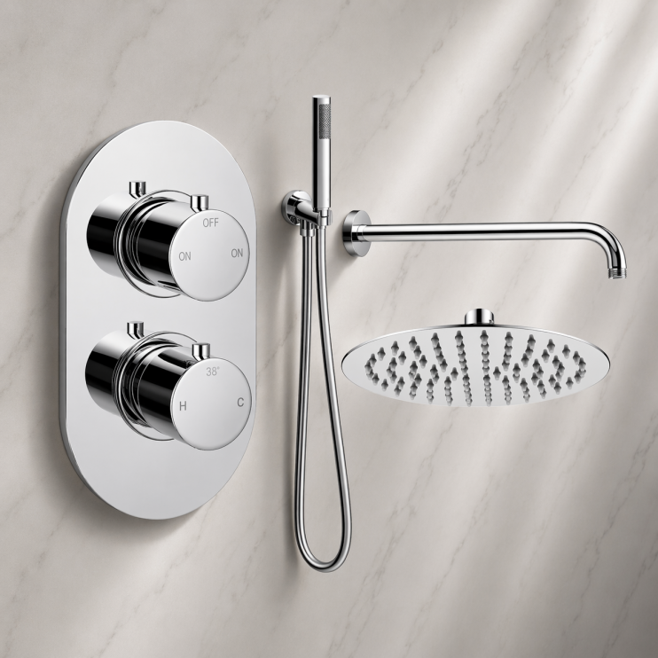 Aurora Round Shower Valve & Kit Pack 4 - Chrome Aurora Round Shower Valve & Kit Pack 4 - Chrome