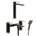 Abode Levarto Tall Basin Tap Set 6 - Matt Black & Brass