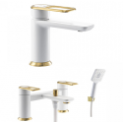 Abode Levarto Tap Set 4 - Matt White & Brass