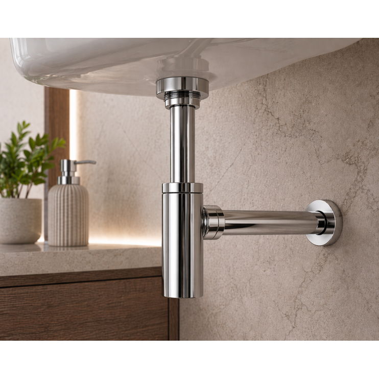 Abode Uno Basin Bottle Trap - Chrome