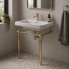 Celine 810mm 1TH Console Basin - Brushed Brass