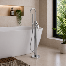 Evola Floor Standing Bath/Shower Mixer - Chrome Bathroom Taps