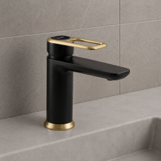 Abode Levarto Basin Mixer - Matt Black & Brass Abode Levarto Basin Mixer - Matt Black & Brass