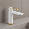 Abode Levarto Basin Mixer - Matt White & Brass