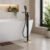 Abode Levarto Floor Standing Bath Shower Mixer - Matt Black & Brass