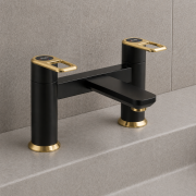 Abode Levarto Deck Mounted Bath Filler - Matt Black & Brass Abode Levarto Deck Mounted Bath Filler - Matt Black & Brass