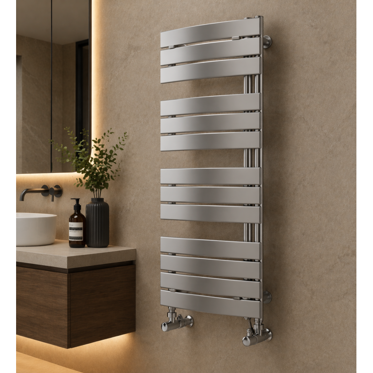 Quadrata Curved Panel Ladder Radiator (550x1080x49mm) - Chrome Quadrata Curved Panel Ladder Radiator (550x1080x49mm) - Chrome