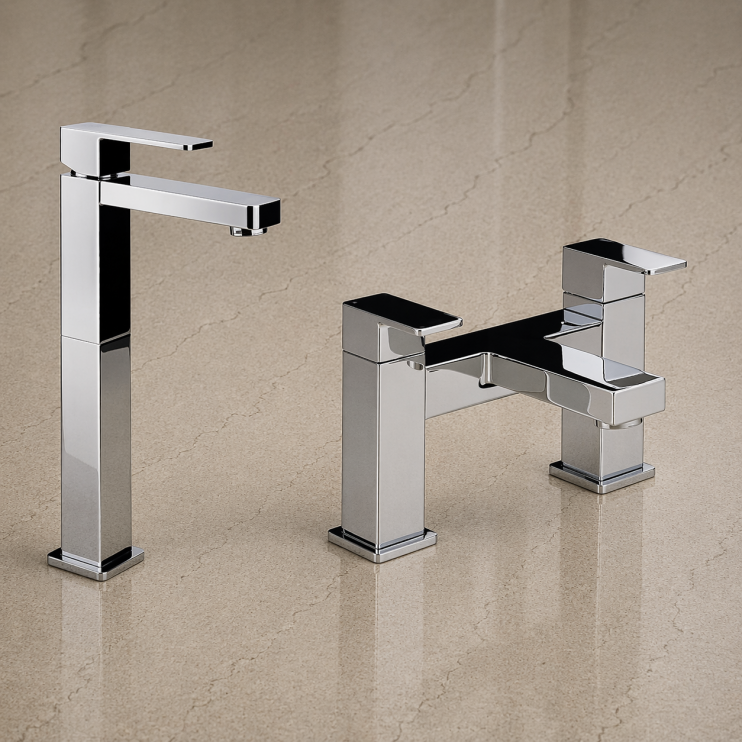 Abode Fervour Bathroom Chrome Tap Pack (Tall Basin Mixer & Bath Filler) - Chrome