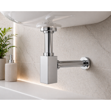 Modern Square Bottle Trap - Chrome