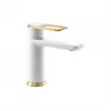 Abode Levarto Basin Mixer - Matt White & Brass